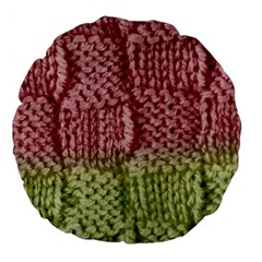 Knitted Wool Square Pink Green Large 18  Premium Round Cushions by snowwhitegirl