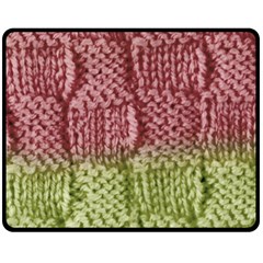 Knitted Wool Square Pink Green Double Sided Fleece Blanket (medium)  by snowwhitegirl