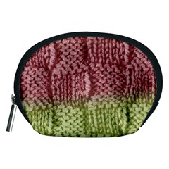 Knitted Wool Square Pink Green Accessory Pouches (medium) 