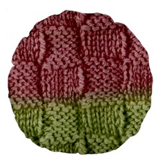 Knitted Wool Square Pink Green Large 18  Premium Flano Round Cushions by snowwhitegirl