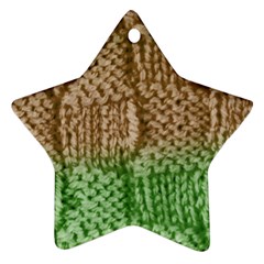 Knitted Wool Square Beige Green Ornament (star) by snowwhitegirl