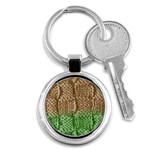 Knitted Wool Square Beige Green Key Chains (Round)  Front