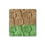 Knitted Wool Square Beige Green Square Magnet Front