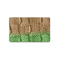 Knitted Wool Square Beige Green Magnet (name Card) by snowwhitegirl