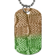 Knitted Wool Square Beige Green Dog Tag (two Sides) by snowwhitegirl