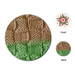 Knitted Wool Square Beige Green Playing Cards (round)  by snowwhitegirl