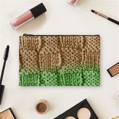 Knitted Wool Square Beige Green Cosmetic Bag (medium)  by snowwhitegirl