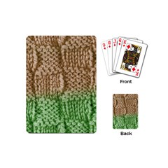 Knitted Wool Square Beige Green Playing Cards (mini) 