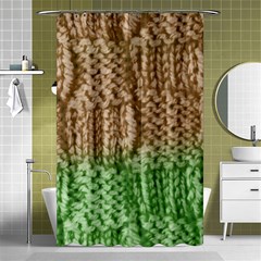 Knitted Wool Square Beige Green Shower Curtain 48  X 72  (small)  by snowwhitegirl