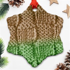 Knitted Wool Square Beige Green Snowflake Ornament (two Sides) by snowwhitegirl