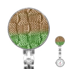 Knitted Wool Square Beige Green Stainless Steel Nurses Watch by snowwhitegirl