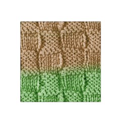 Knitted Wool Square Beige Green Satin Bandana Scarf by snowwhitegirl