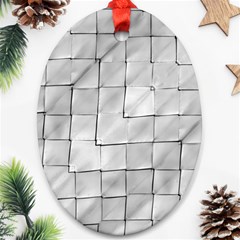 Silver Grid Pattern Ornament (oval) by dflcprints