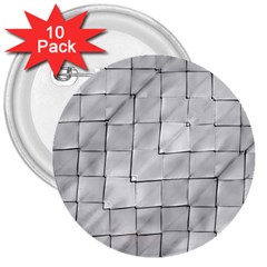 Silver Grid Pattern 3  Buttons (10 Pack) 