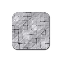 Silver Grid Pattern Rubber Coaster (square)  by dflcprints