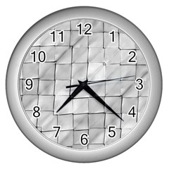 Silver Grid Pattern Wall Clocks (silver)  by dflcprints