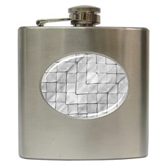 Silver Grid Pattern Hip Flask (6 Oz)