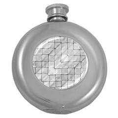 Silver Grid Pattern Round Hip Flask (5 Oz) by dflcprints