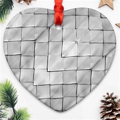 Silver Grid Pattern Heart Ornament (two Sides) by dflcprints