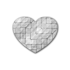 Silver Grid Pattern Heart Coaster (4 Pack)  by dflcprints