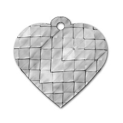 Silver Grid Pattern Dog Tag Heart (one Side) by dflcprints