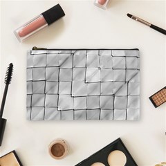 Silver Grid Pattern Cosmetic Bag (medium)  by dflcprints