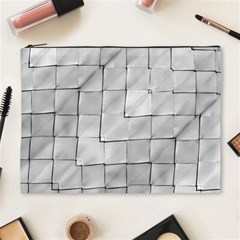 Silver Grid Pattern Cosmetic Bag (xl)