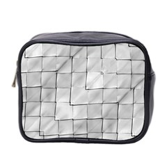 Silver Grid Pattern Mini Toiletries Bag 2-side by dflcprints