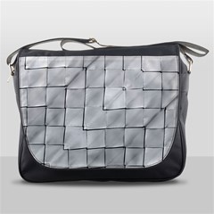 Silver Grid Pattern Messenger Bags by dflcprints