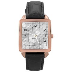 Silver Grid Pattern Rose Gold Leather Watch  by dflcprints