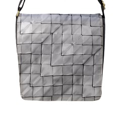 Silver Grid Pattern Flap Messenger Bag (l)  by dflcprints