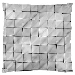 Silver Grid Pattern Large Flano Cushion Case (one Side) by dflcprints