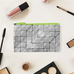 Silver Grid Pattern Cosmetic Bag (xs) by dflcprints