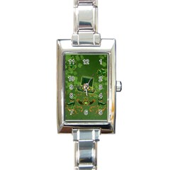 Happy St  Patrick s Day With Clover Rectangle Italian Charm Watch by FantasyWorld7