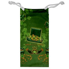 Happy St  Patrick s Day With Clover Jewelry Bag by FantasyWorld7