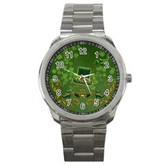 Happy St  Patrick s Day With Clover Sport Metal Watch by FantasyWorld7