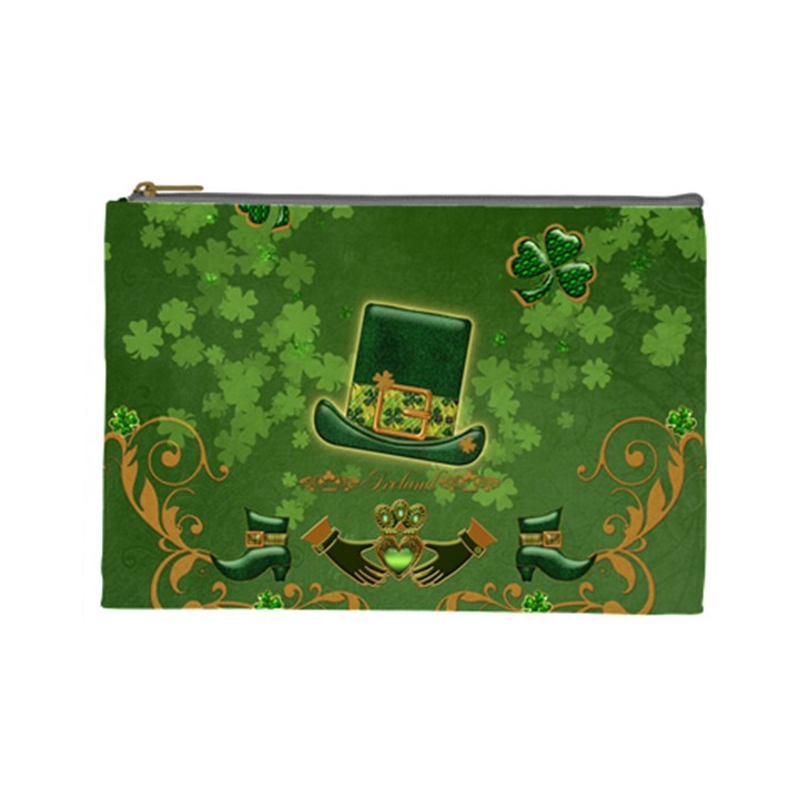 Happy st. patrick s day with clover Cosmetic Bag (Large) 