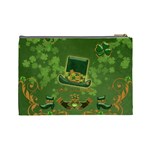 Happy st. patrick s day with clover Cosmetic Bag (Large)  Back