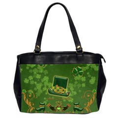 Happy St  Patrick s Day With Clover Office Handbags (2 Sides)  by FantasyWorld7