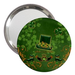 Happy St  Patrick s Day With Clover 3  Handbag Mirrors by FantasyWorld7