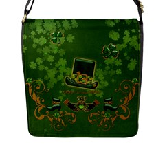 Happy St  Patrick s Day With Clover Flap Messenger Bag (l)  by FantasyWorld7