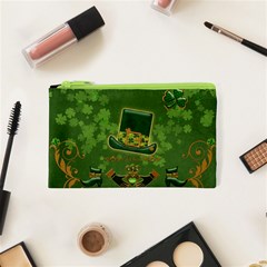 Happy St  Patrick s Day With Clover Cosmetic Bag (xs) by FantasyWorld7