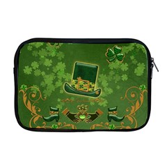 Happy St  Patrick s Day With Clover Apple Macbook Pro 17  Zipper Case by FantasyWorld7