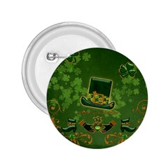 Happy St  Patrick s Day With Clover 2 25  Buttons by FantasyWorld7