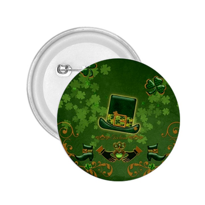 Happy st. patrick s day with clover 2.25  Buttons