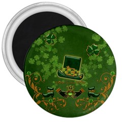 Happy St  Patrick s Day With Clover 3  Magnets by FantasyWorld7