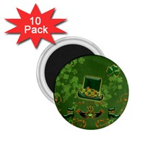 Happy St  Patrick s Day With Clover 1 75  Magnets (10 Pack)  by FantasyWorld7