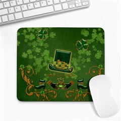 Happy St  Patrick s Day With Clover Large Mousepads by FantasyWorld7