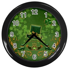 Happy St  Patrick s Day With Clover Wall Clocks (black) by FantasyWorld7