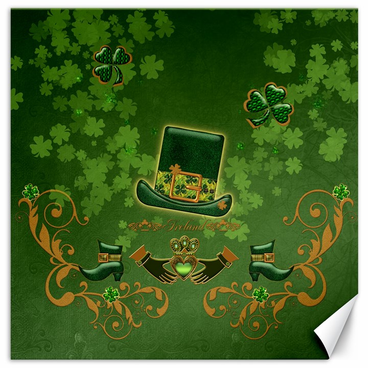 Happy st. patrick s day with clover Canvas 16  x 16  